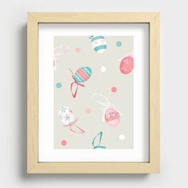 Happy easter egg pattern in beige Recessed Framed Print