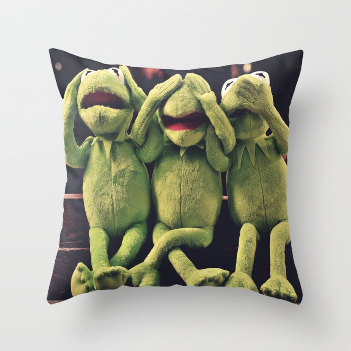 Kermit - Green Frog Throw Pillow by Joanna Vog