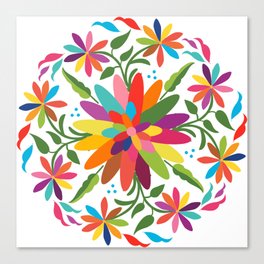 Mexican Otomí Floral Composition by Akbaly Canvas Print