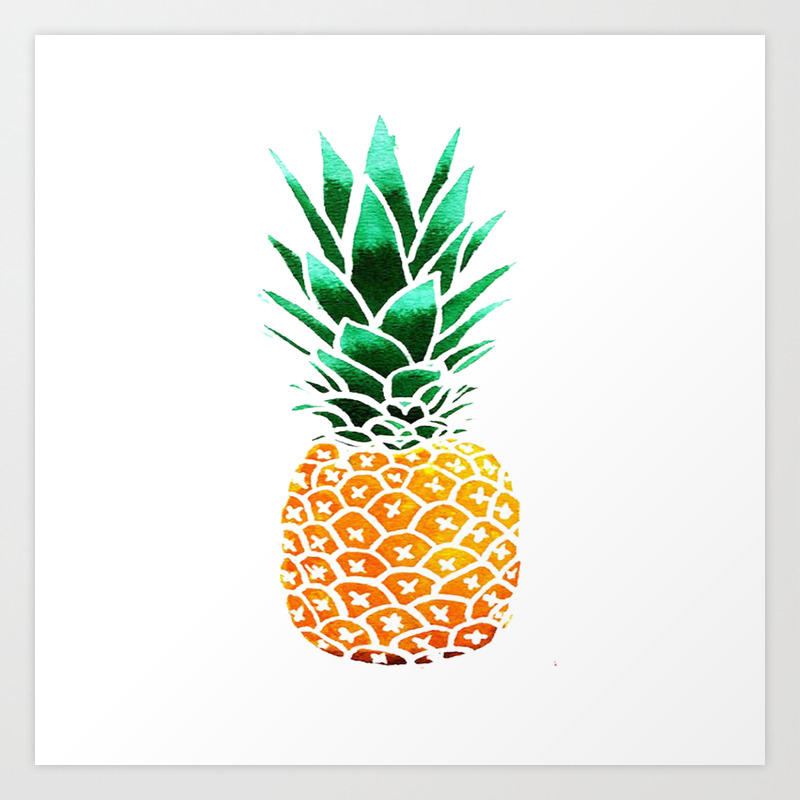 Pineapple Drawing Watercolor Painting Art Print By Jani87 Society6