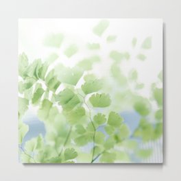 Elusory Metal Print | Photo, Flora, Fern, Blue, Leaves, Botanical, Maidenhair, Foliage, Green, Digital 