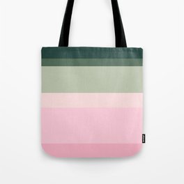 Esay - Green and Pink Geometric Minimal Stripe Pattern Design  Tote Bag