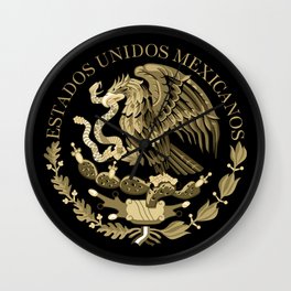 Mexican flag seal in sepia Wall Clock