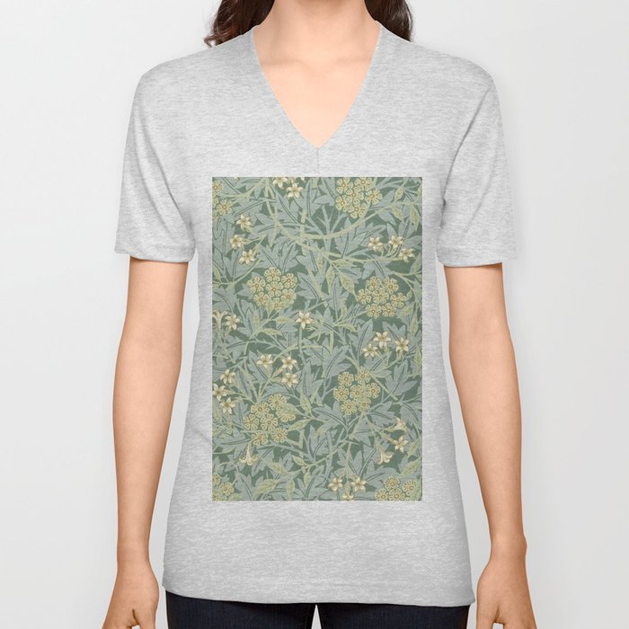 William Morris's (1834-1896) Jasmine famous pattern jasmine flower Sticker V Neck T Shirt