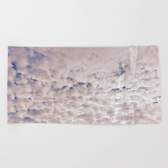 Pink Cotton Candy Clouds Beach Towel