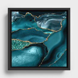 Agate Glitter Ocean Texture 10 Framed Canvas