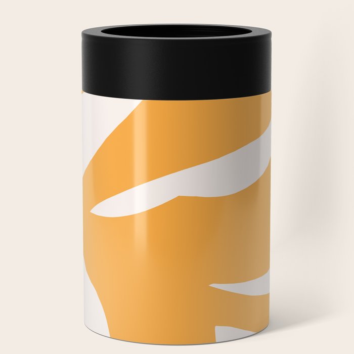 Simple Orange Leaf on Aqua Sun - cut-outs 3  Can Cooler