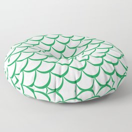 Green and White Mermaid Scales Floor Pillow