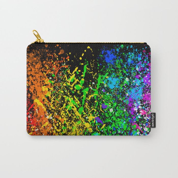 Black Rainbow Color Splatter Carry-All Pouch