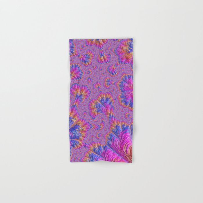 Funky Psychedelic Vibrant Colorful Jewel Tone Hippie Boho Spiral Fractal Art Hand & Bath Towel