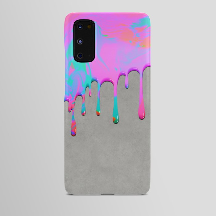 Pink Dripping Paint on Grey Android Case