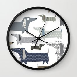 Wiener Dog Pattern Wall Clock