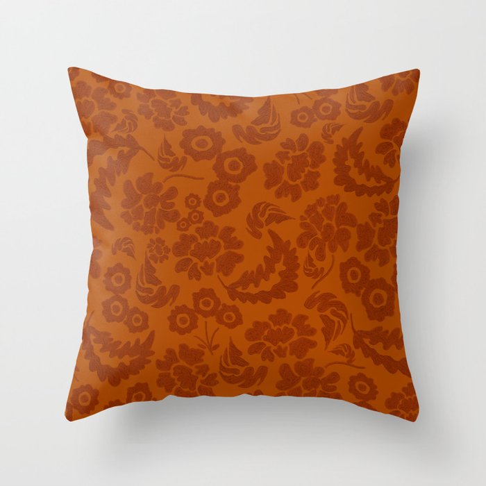 Orange vintage in bloom Throw Pillow