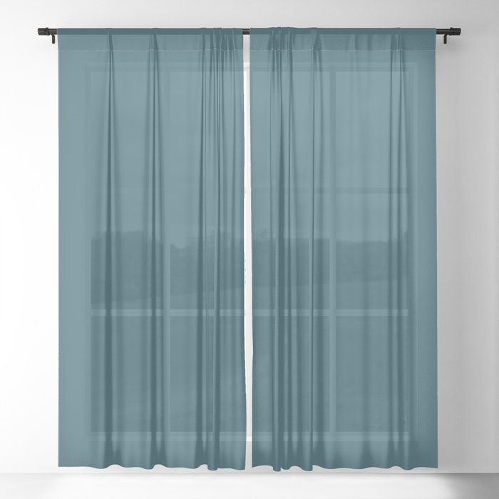 Evening Blue Solid Color  Sheer Curtain