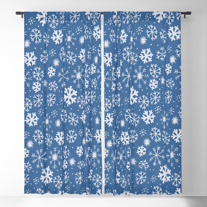 Snowflake Snowstorm With Sky Blue Background Blackout Curtain