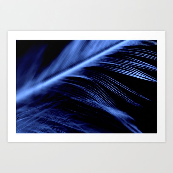 Blue Feather close up Art Print