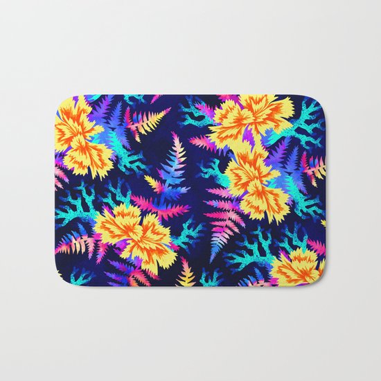 Coral Carnation - Yellow/Blue Bath Mat