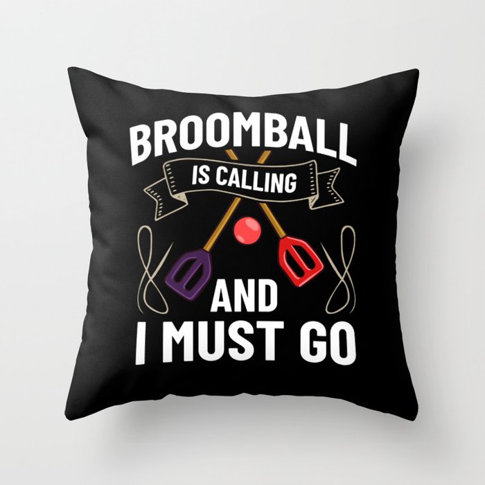 Broomball Stick Game Ball Player Throw Pillow