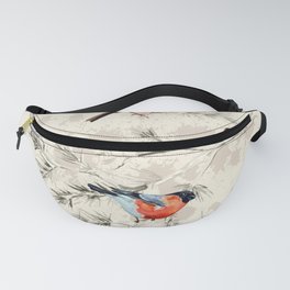 Vintage Seamless Texture Of Little Birds, Watercolor Painting Fanny Pack