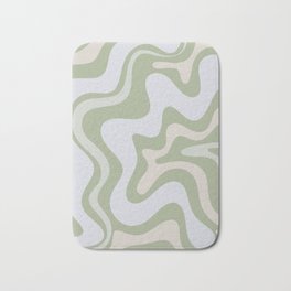 Liquid Swirl Contemporary Abstract Pattern in Light Sage Green Bath Mat