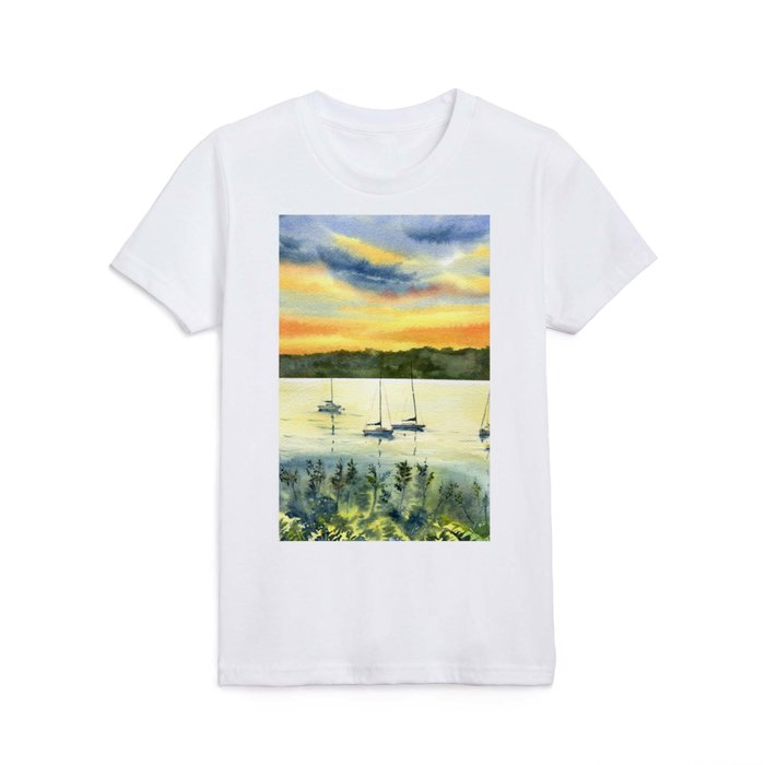 Cayuga Lake Sunset Kids T Shirt