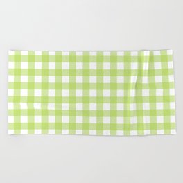 Green gingham pattern Beach Towel