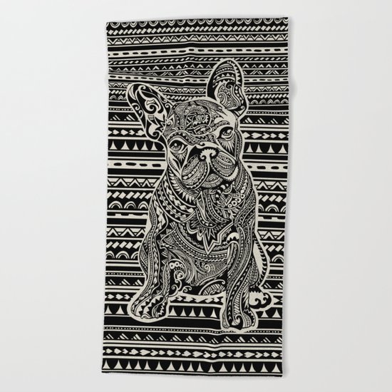 Polynesian Frenchie Beach Towel