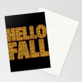 Hello Fall autumn fall season leopard Stationery Card