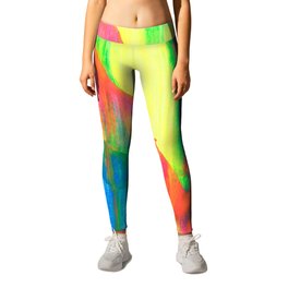 Glowing Neon Abstract Painting V2 Leggings