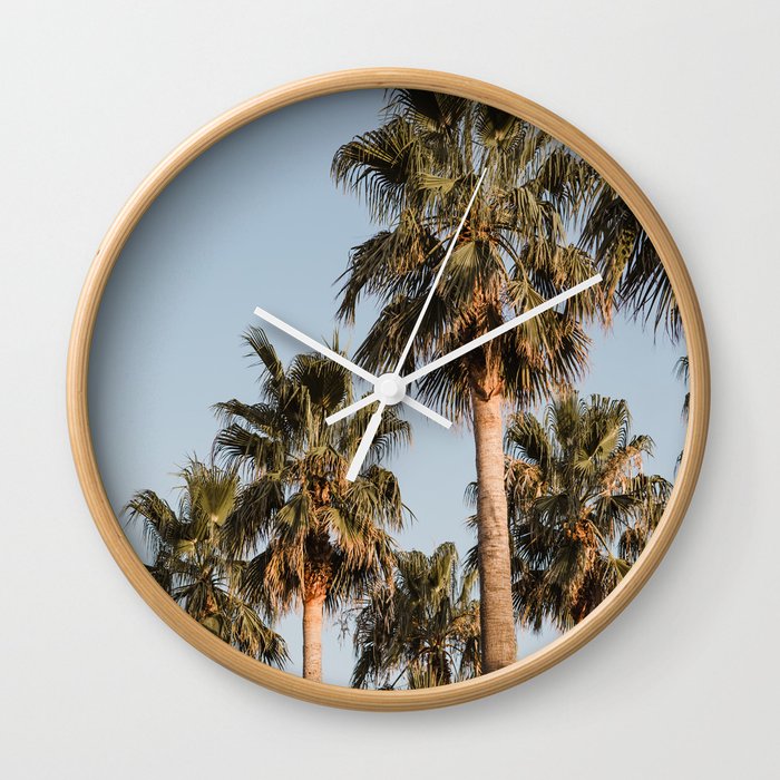 Palm trees France | Pastel | Golden hour | Fine Art Travel Photography Wall Clock