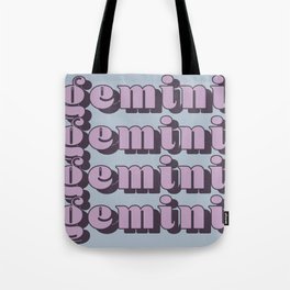 Repeated Purple Gemini Typography Tote Bag