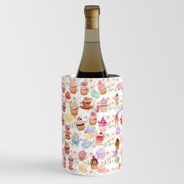 Sweet Cupcakes And Macarons Pattern Design Wine Chiller