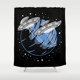 Universe UFO Flying Saucers Shower Curtain