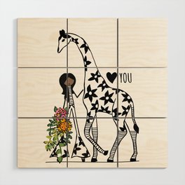 Love You - Giraffe, BIPOC Wood Wall Art