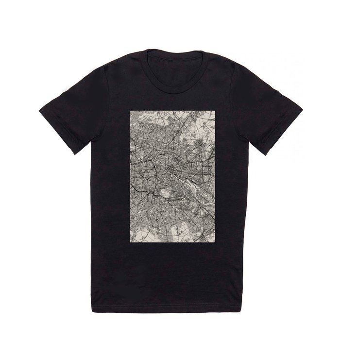 Germany, Berlin - Authentic Black and White Map T Shirt