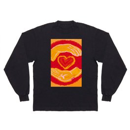 Heart in Hands, Orange, Yellow, Center Love In Our Communities, Digital Screenprint Long Sleeve T-shirt