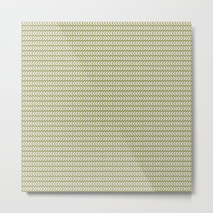 Beige arrows pattern on green background Metal Print