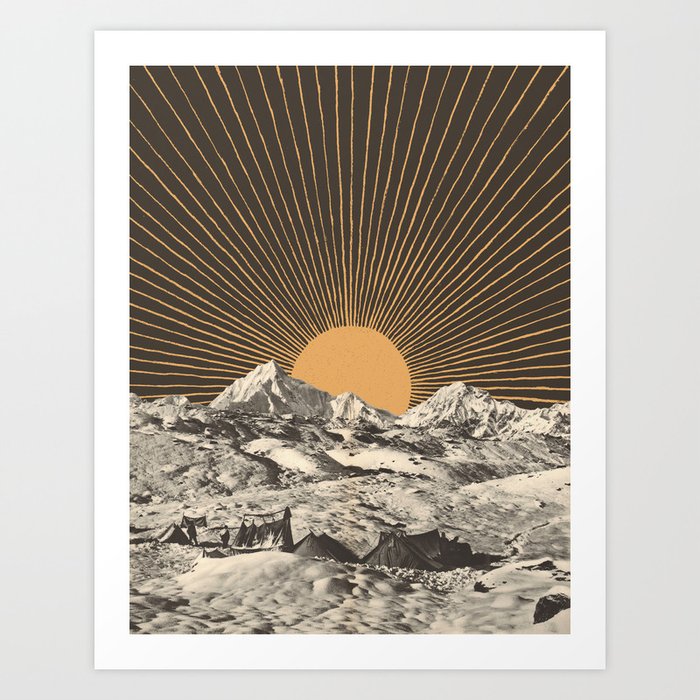 Mountainscape 6 - Night Sun Art Print