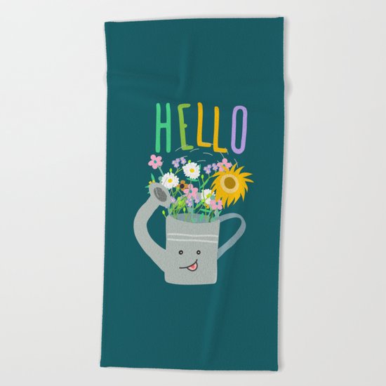 Happy Day- Watering Can Beach Towel