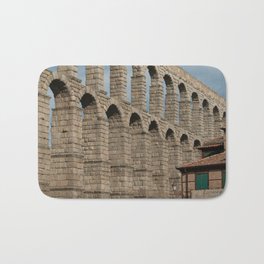 Spain Photography - Aqueduct Of Segovia Under The Blue Sky Bath Mat | Landscape, Bilbaos, Beautiful, Mallorca, Summer, Sunset, Travel, Photo, Architecture, Granada 
