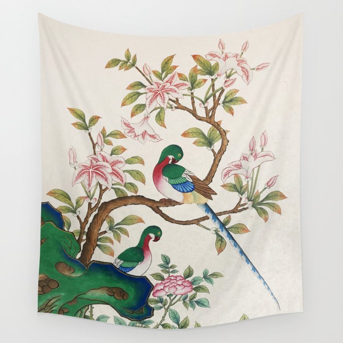 Minhwa Birds and Royal azalea Korean traditional folk art Wall