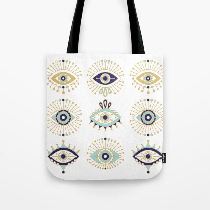 Evil Eye Collection on White Tote Bag