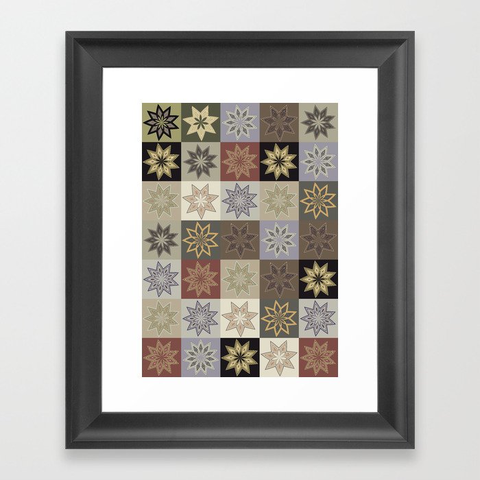 Rustic Patchwork Star Pattern  Framed Art Print