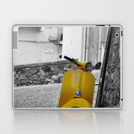 Yellow Vespa in Old Town Cannes Black and White Photography Laptop & iPad Skin