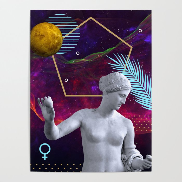 Ancient Gods and Planets: Venus [synthwave/vaporwave/retrowave/cyberpunk] Poster