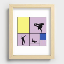 Street dancing like Piet Mondrian - Yellow, and Blue on the violet background Recessed Framed Print