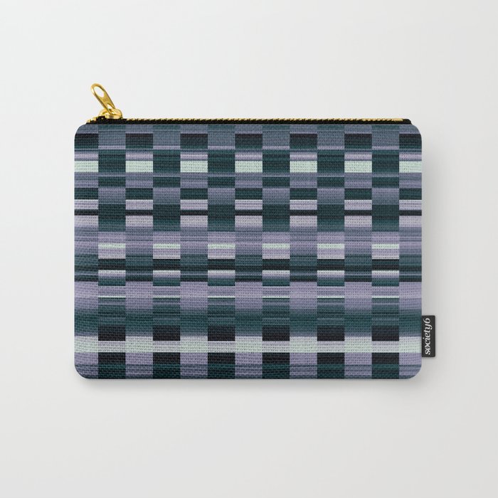 Purple And Grey Geometric Check Pattern Carry-All Pouch