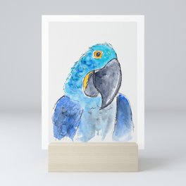 Mischievous macaw--tropical bird painting Mini Art Print