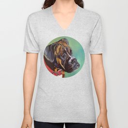Boxer Dog Keeley Pet Portrait V Neck T Shirt