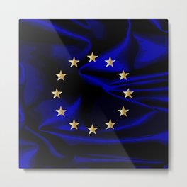 EU Silk Flag Metal Print | Concept, Flag, Vector, Graphicdesign, Silk, Illustration, Eu, Commonmarket, Yellowstars, Europeanunion 